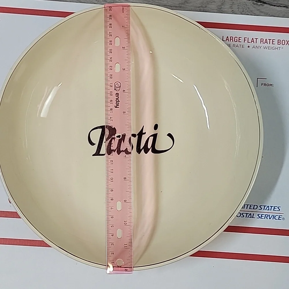 Pasta Bowl OvenProof Made in USA cream brown